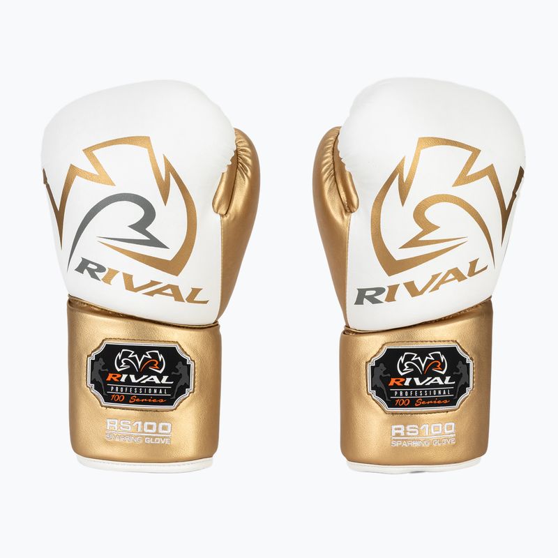 Rival RS100 Professional white/gold boxing gloves 2