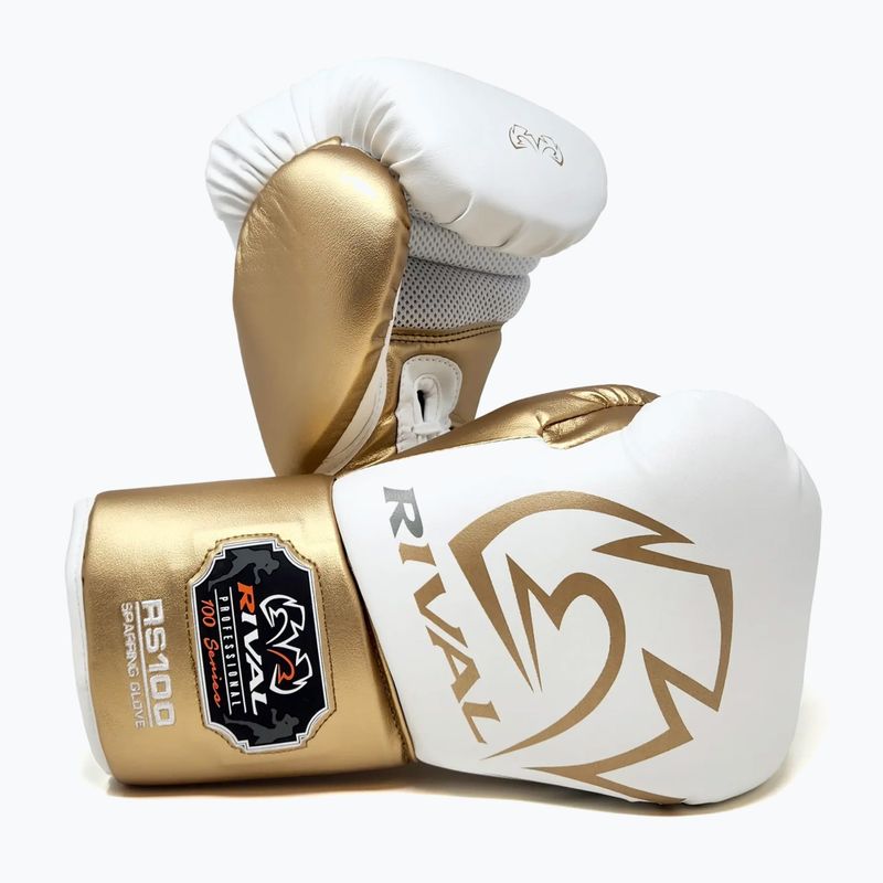 Rival RS100 Professional white/gold boxing gloves 3