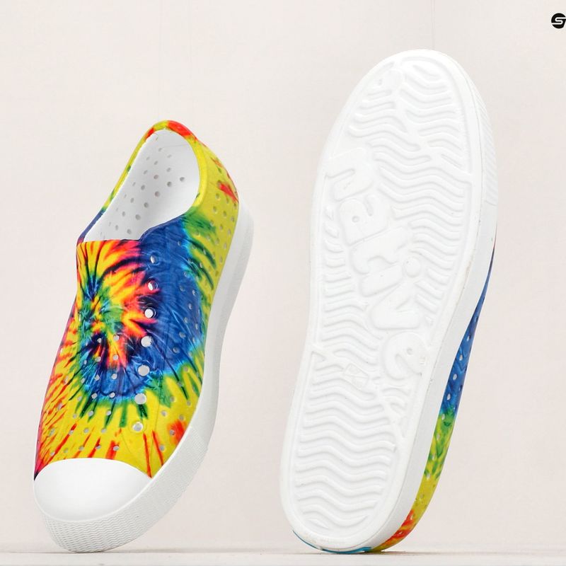 Native Jefferson Print children's trainers shell white/shell white/neon multi tie dye 15