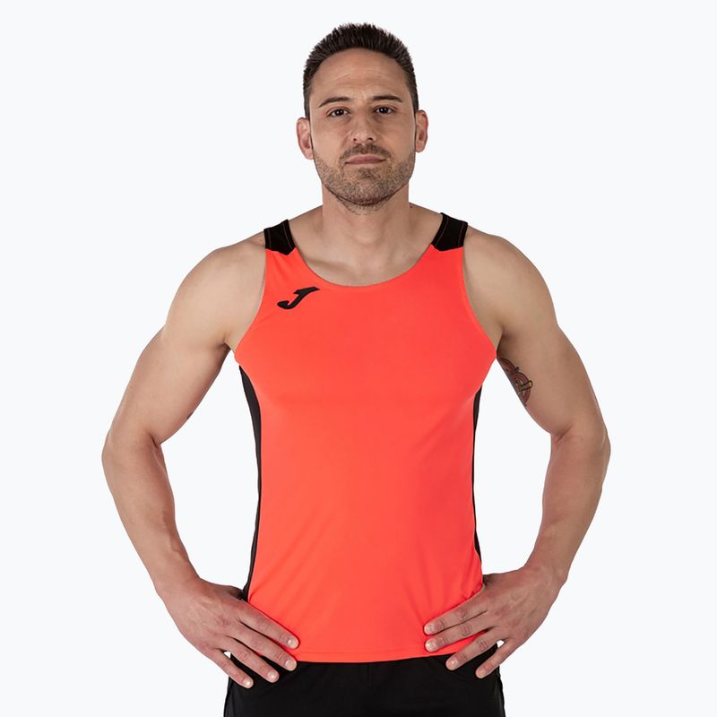 Men's Joma Record II fluor coral/black running tank top