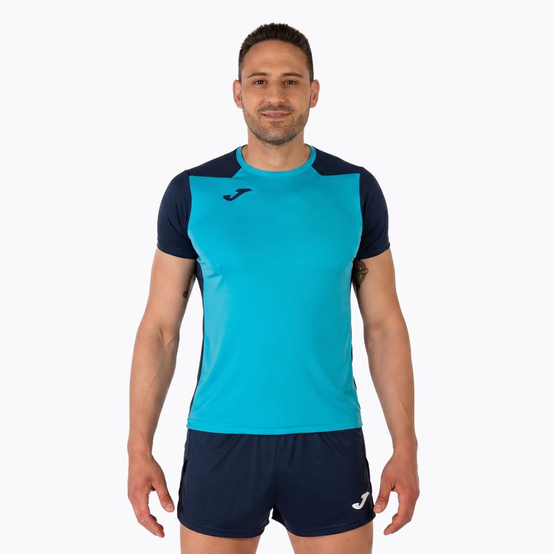 Men's Joma Record II fluor turquoise/navy running shirt 13