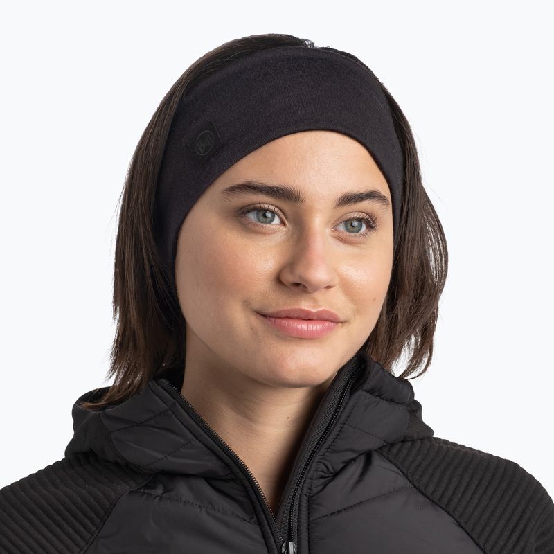 BUFF Merino Wide solid black headband 5