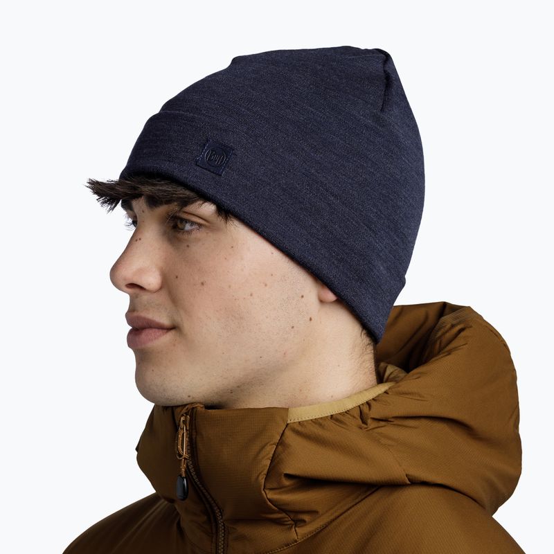 BUFF Heavyweight Merino Wool solid indigo winter beanie 4