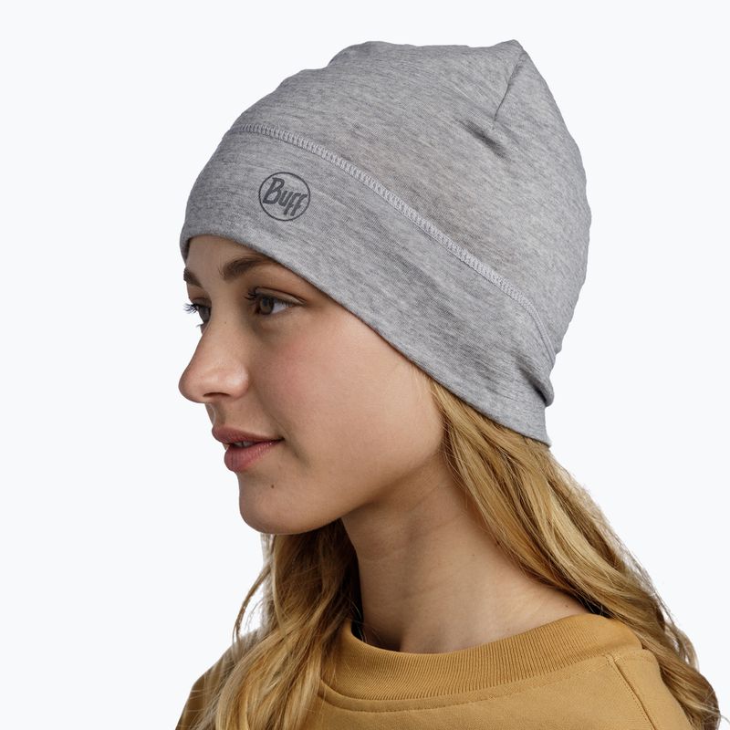 BUFF Lightweight Merino Wool solid light grey winter beanie 3