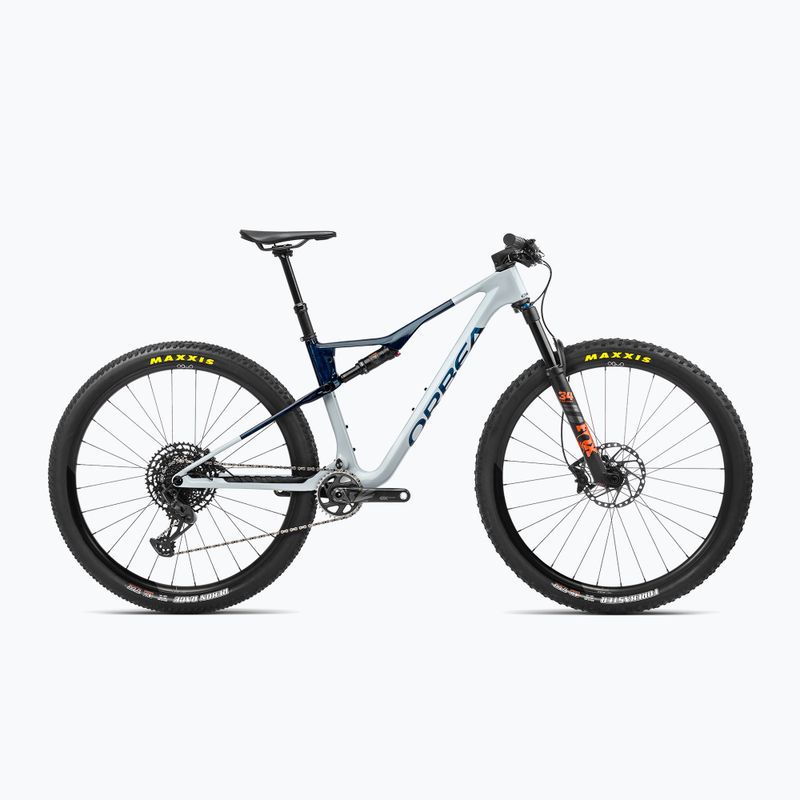 Orbea Oiz M20 2023 halo silver/blue carbon view mountain bike