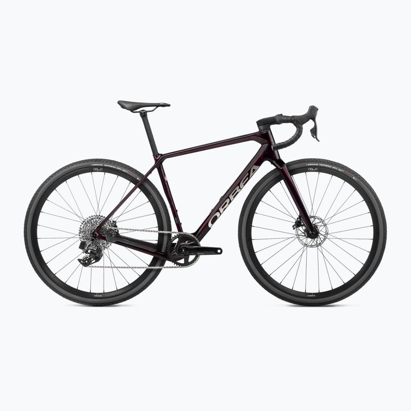 Gravel bike Orbea Terra M31e Team 1X 2024 wine red carbon view