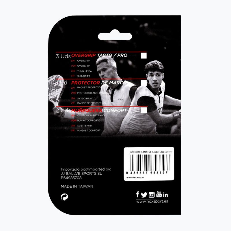 Wrist sweatbands NOX Wristband with Logo 2 szt. white/red 2