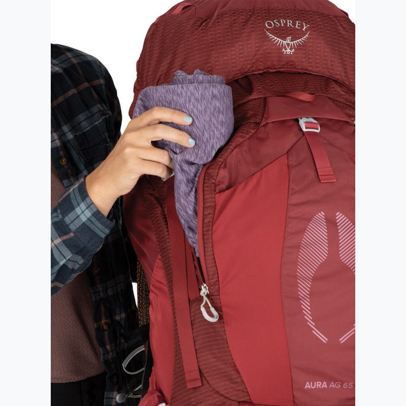 Women's trekking backpack Osprey Aura AG 65 l XS-S berry sorbet red 11