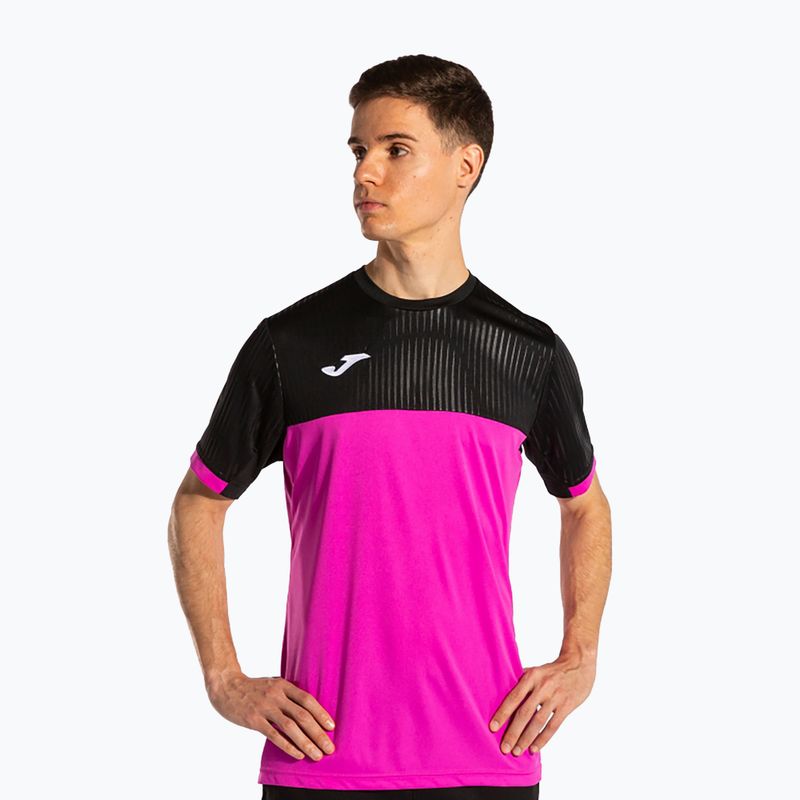 Men's tennis shirt Joma Montreal fluorescent pink/black