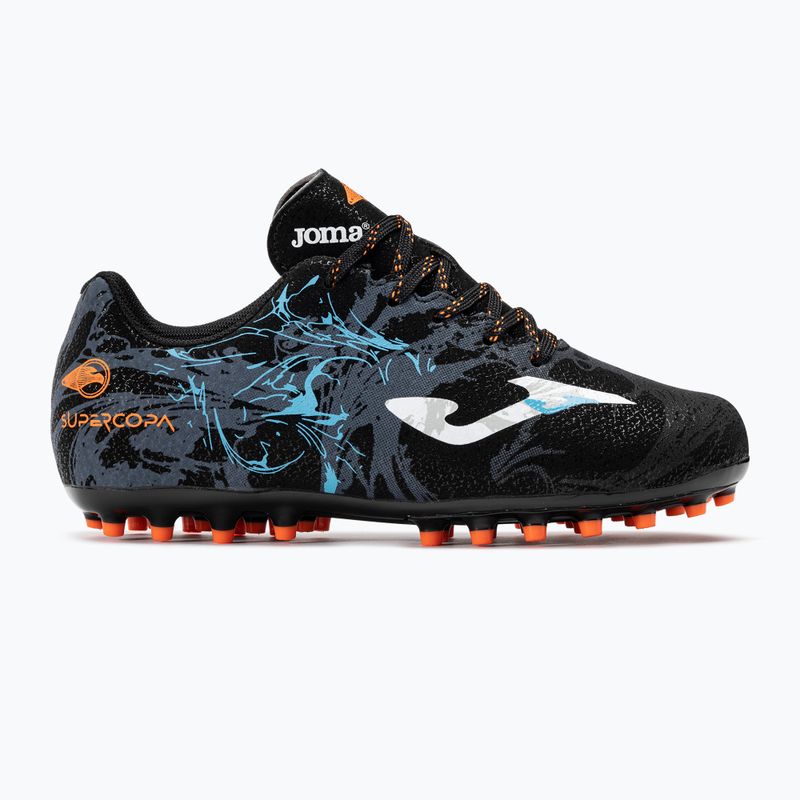 Children's football boots Joma Super Copa Jr AG black/turquoise 2