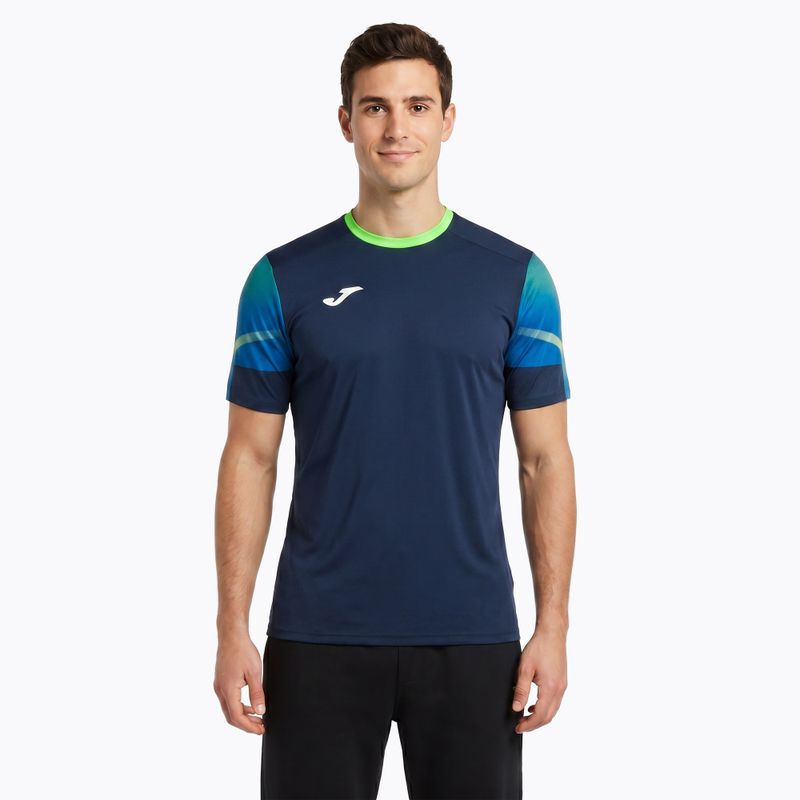 Men's Joma Elite XI navy/fluor green running shirt