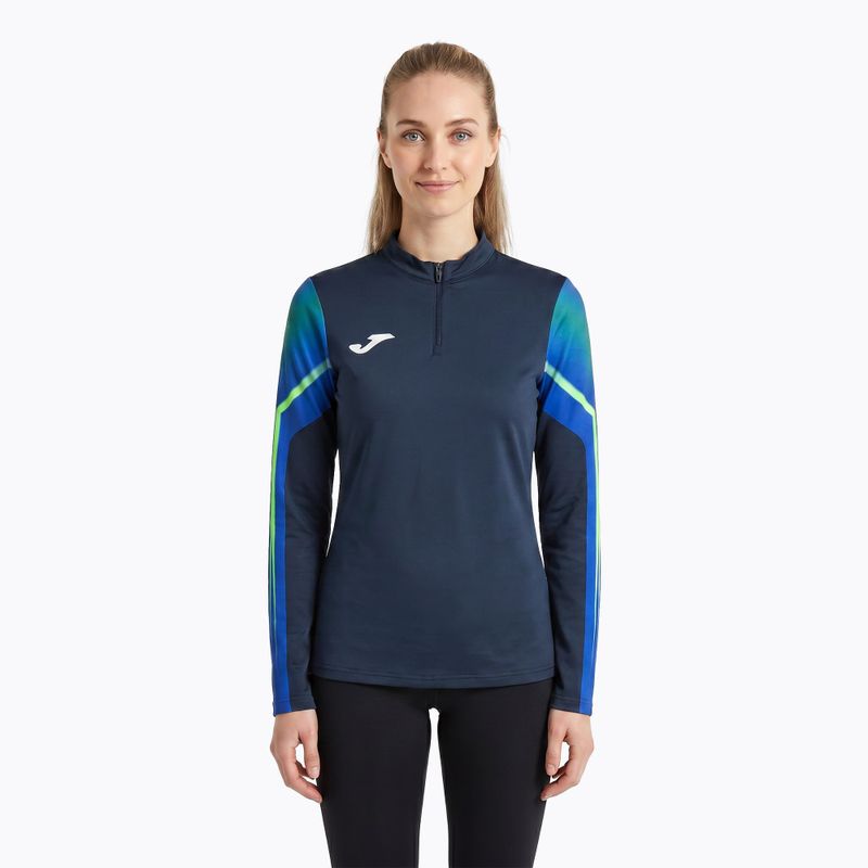 Women's Joma Elite XI navy/fluor green running sweatshirt