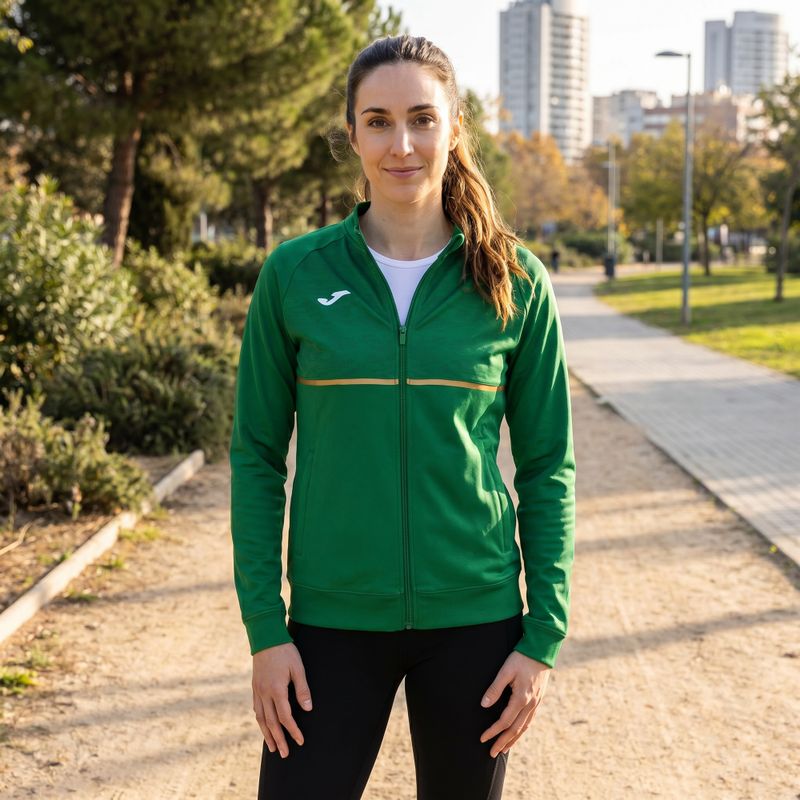 Women's Joma Record III Full Zip green running sweatshirt 9