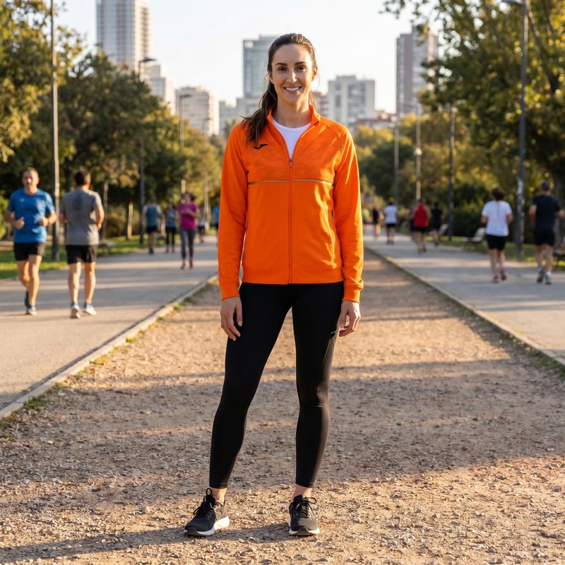Women's Joma Record III Full Zip running sweatshirt orange 5