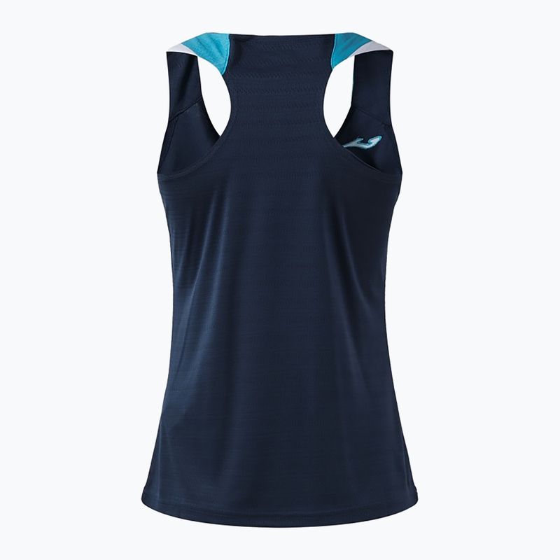 Women's tennis T-shirt Joma Terra Tank Top dark navy/turquoise fluor 2