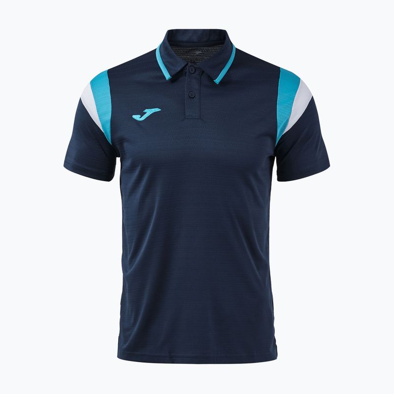 Men's tennis T-shirt Joma Terra Polo dark navy/turquoise fluor