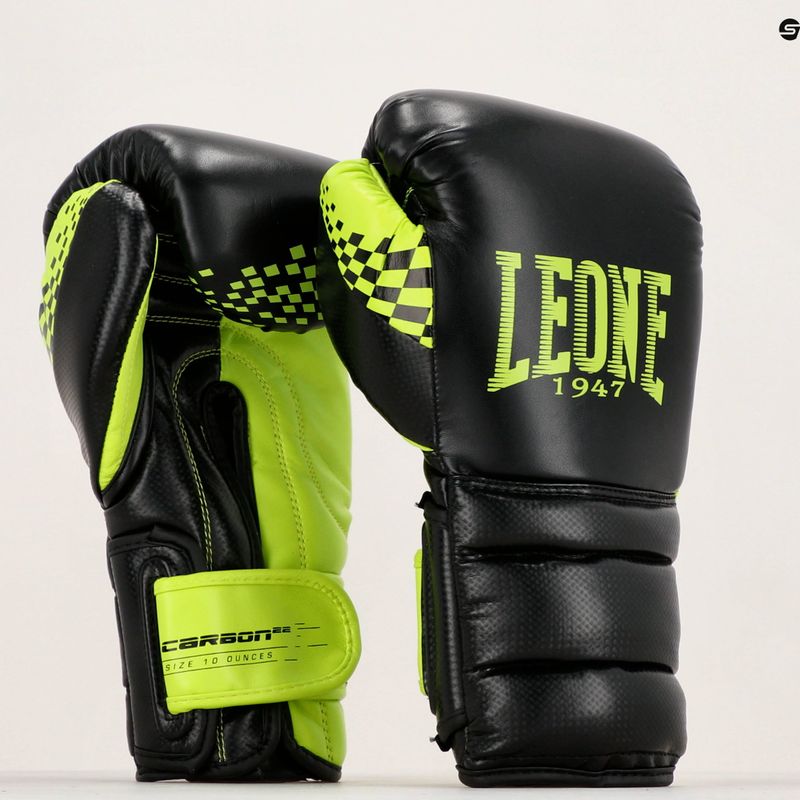 LEONE 1947 Carbon22 black-green boxing gloves GN222 15