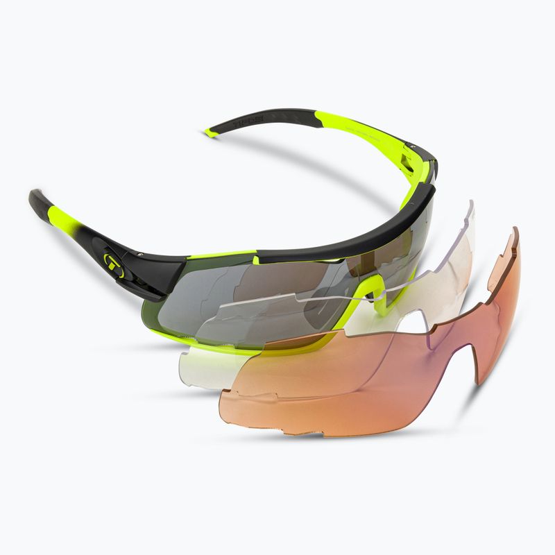 Tifosi Davos race neon/smoke/ac red/clear cycling glasses