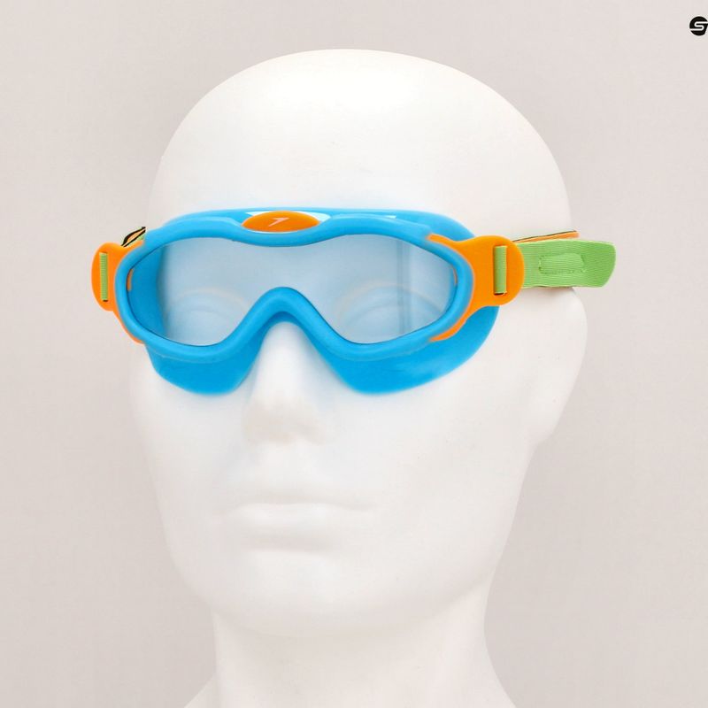 Speedo Sea Squad Children's Swim Mask Jr azure blue/fluo green/fluo orange/clear 8