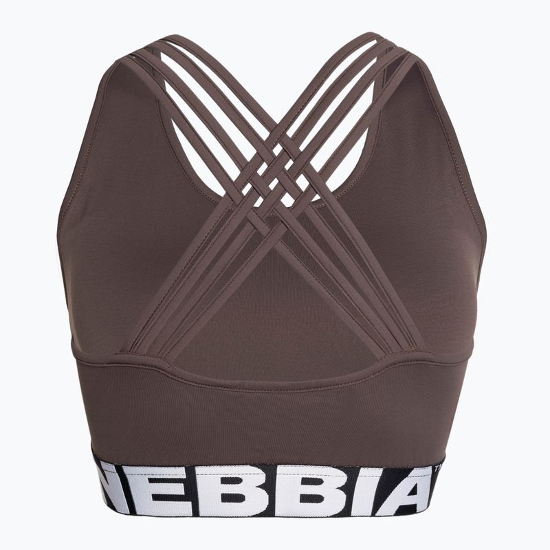 NEBBIA Medium Impact Cross brown fitness bra 5