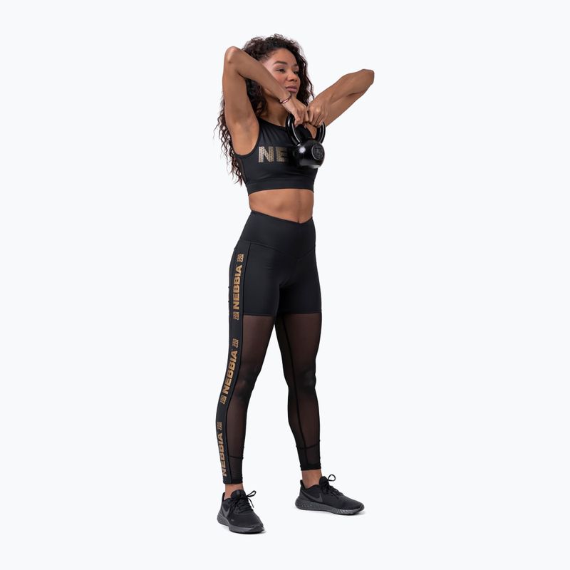 Women's training leggings NEBBIA Gold Mesh black 8290110 3