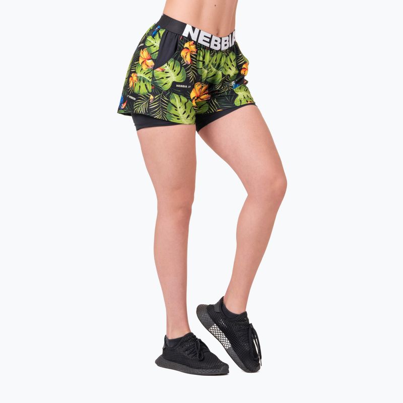 Women's training shorts NEBBIA High-Energy Double Layer jungle green