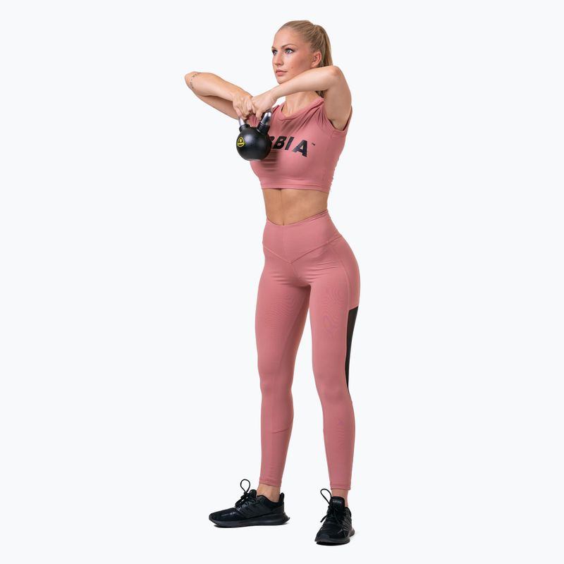 Women's training leggings NEBBIA Mesh High-Waist old rose 8