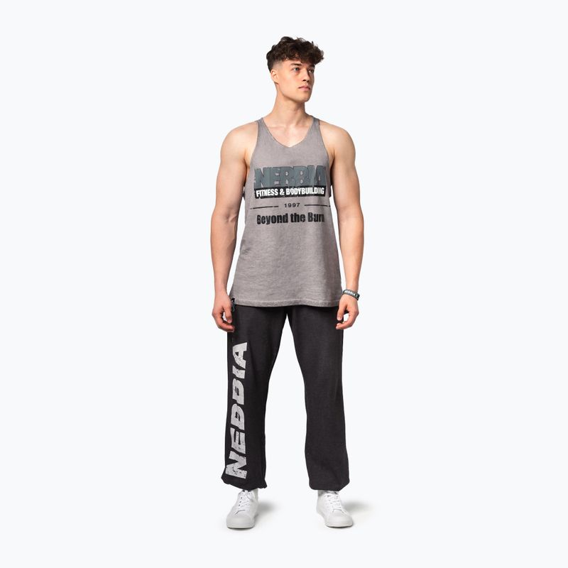 Men's training tank top NEBBIA Washed-Off Stringer Max Out light grey 2