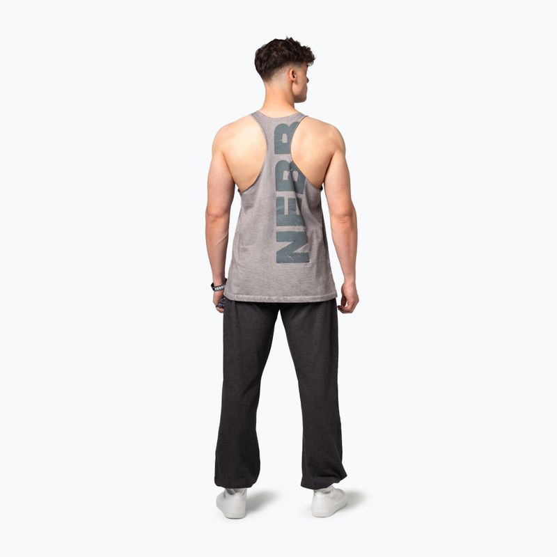 Men's training tank top NEBBIA Washed-Off Stringer Max Out light grey 3