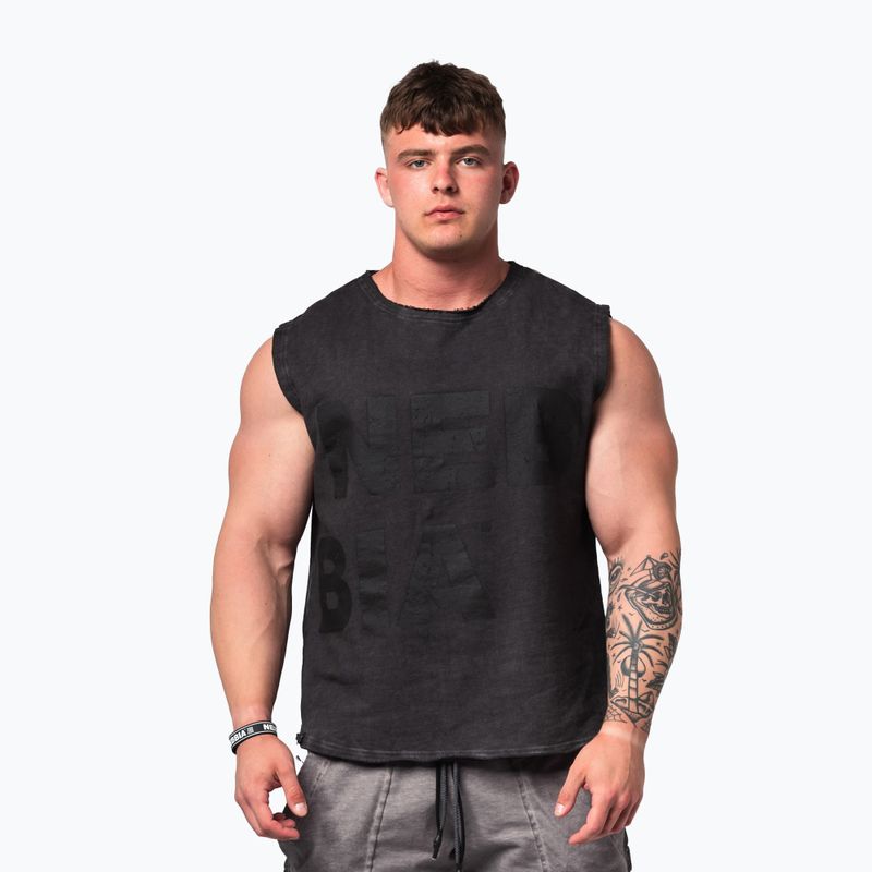 Men's training tank top Washed-Off Beastin black