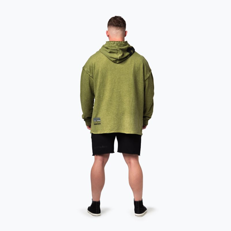 Men's training sweatshirt NEBBIA Washed-Off Hoodie NO BS green 3