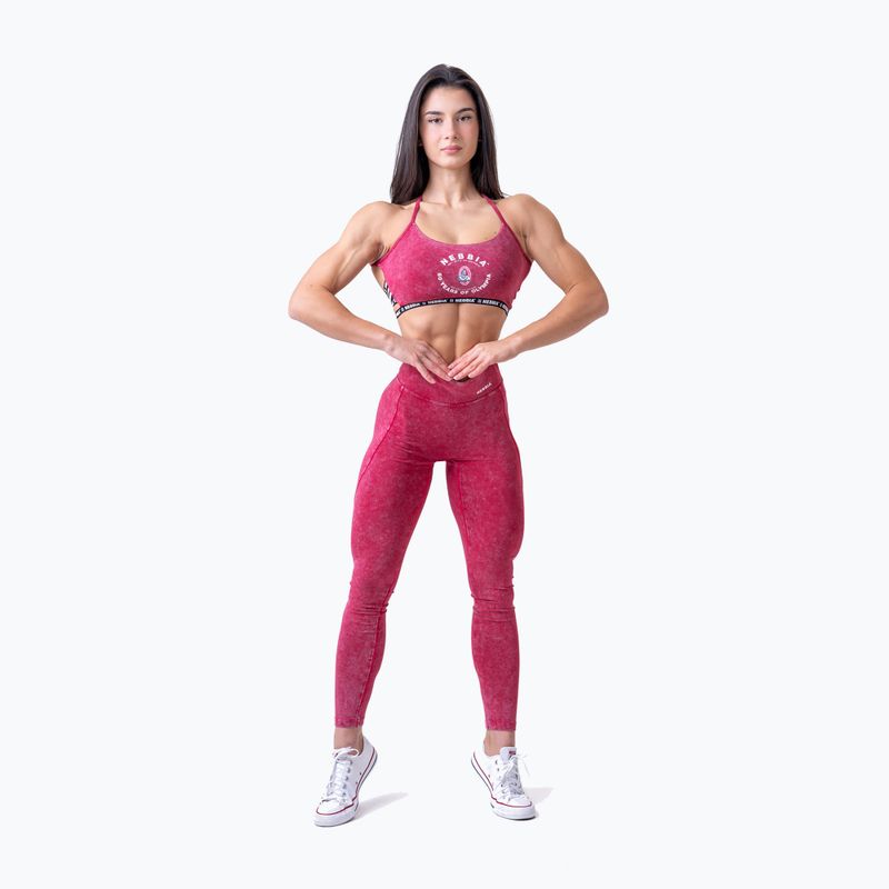 Women's training leggings NEBBIA Washed High Waisted Legacy red 2