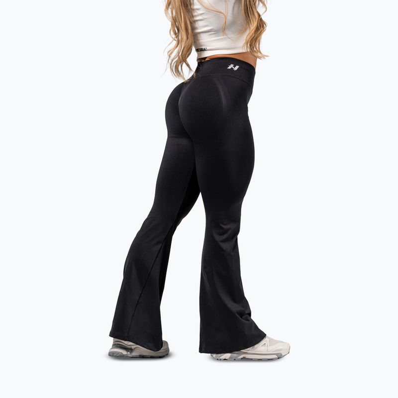 Women's training leggings NEBBIA Flow Seamless High Waist Sculpting Flared Black 3