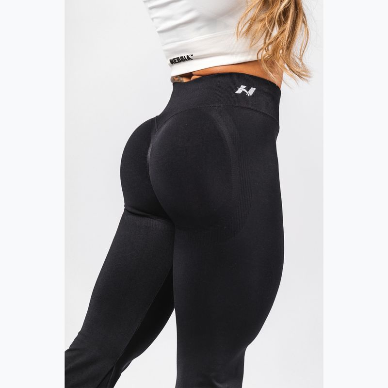 Women's training leggings NEBBIA Flow Seamless High Waist Sculpting Flared Black 5