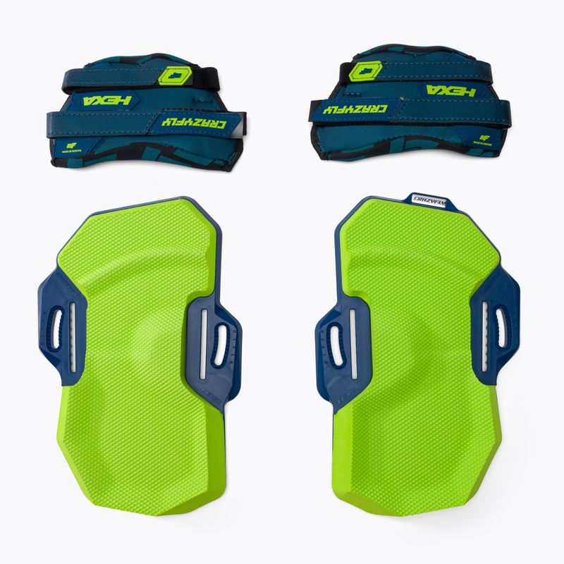 CrazyFly Hexa II Binding Small blue-green kiteboard pads and straps T016-0264