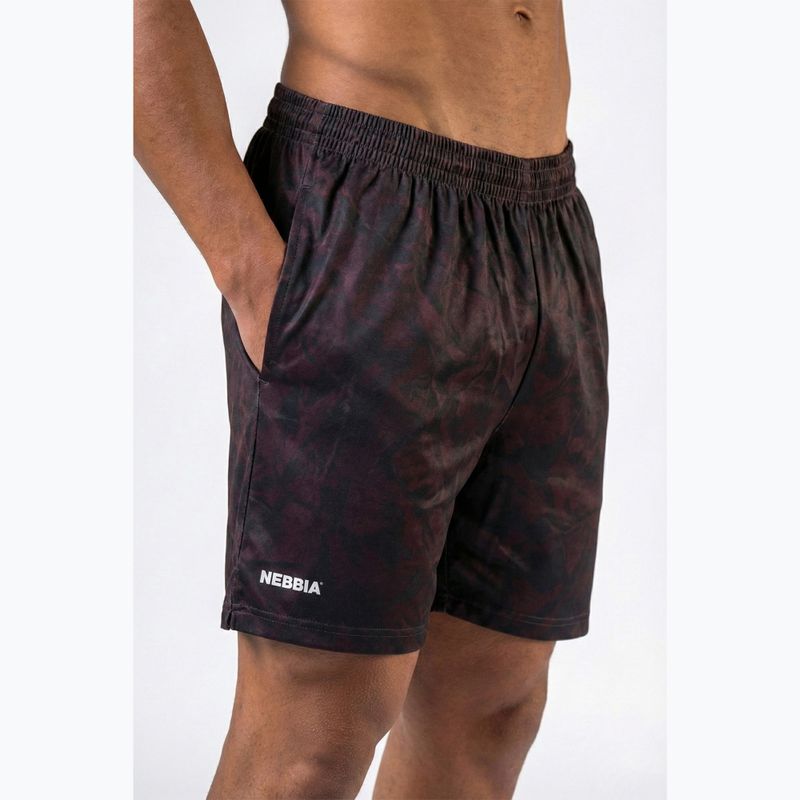 Men's training shorts NEBBIA Power dark brown camo 3