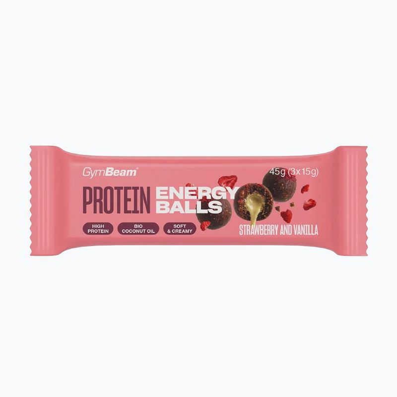 Protein bar GymBeam Protein Energy Balls 45 g stawberry vanilla