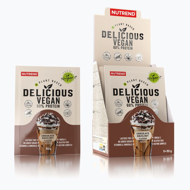 Nutrend Delicious Vegan Protein Shake 5x30g chocolate-hazelnut VS-105-150-ČLO