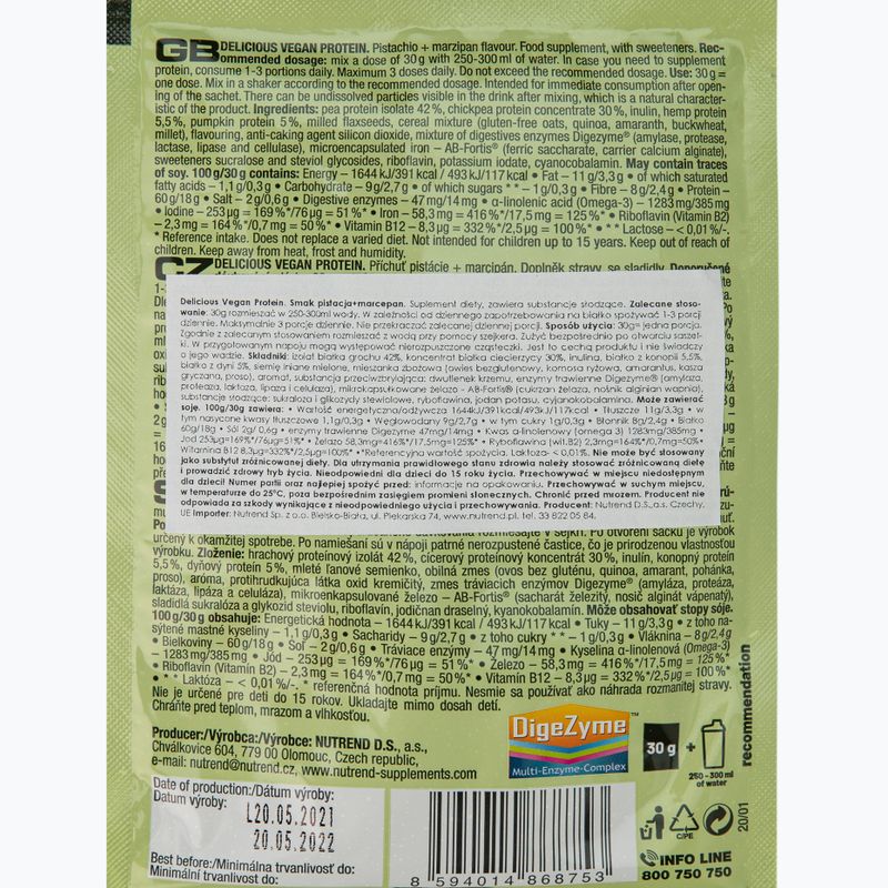 Nutrend Delicious Vegan Protein Shake 5x30g pistachio-marzipan VS-105-150-PIMC 2