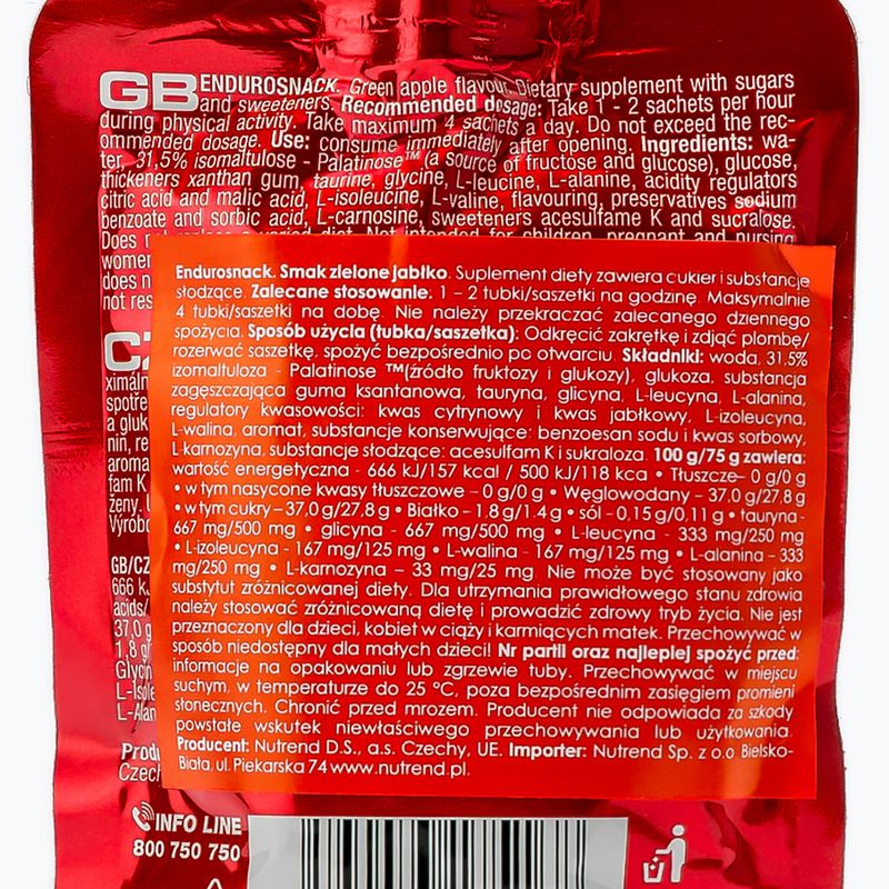 Nutrend Endurosnack energy gel sachet 75g green apple VG-005-75-ZJ 2