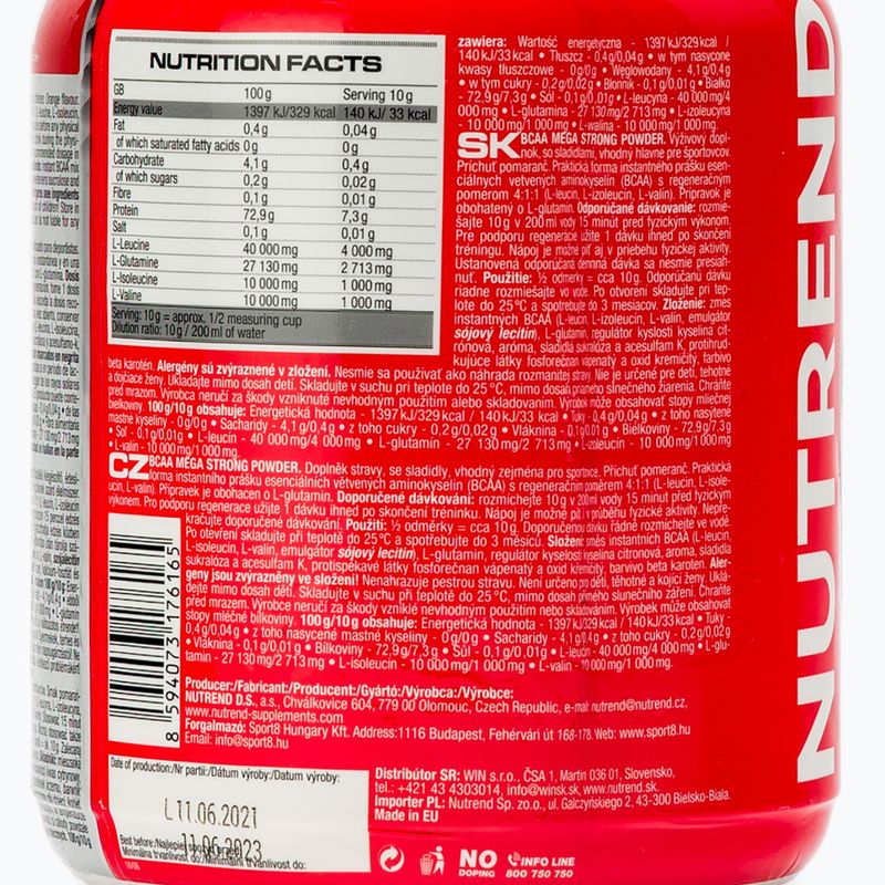 BCAA Mega Strong Nutrend amino acids 500g orange VS-045-500-PO 3