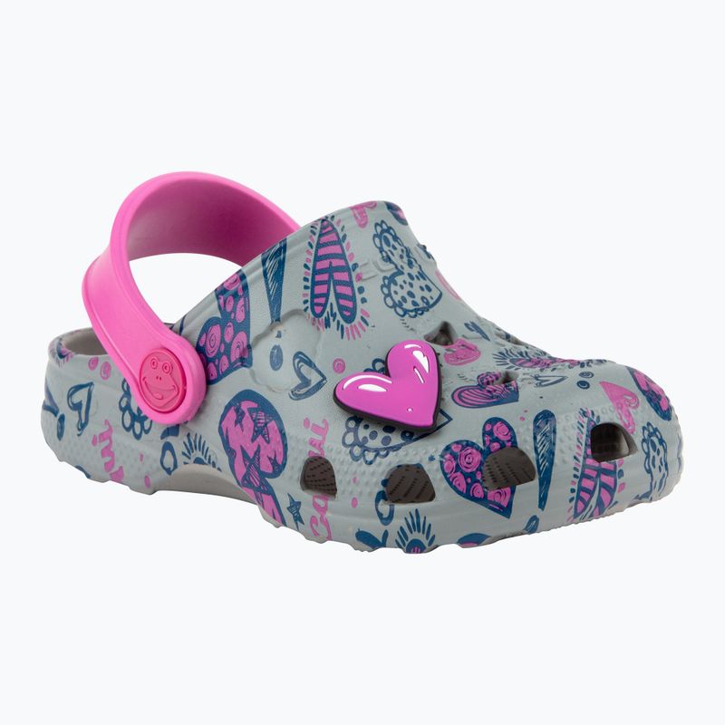Coqui Little Frog mid.grey/fuchsia love/amulet children's sandals 8
