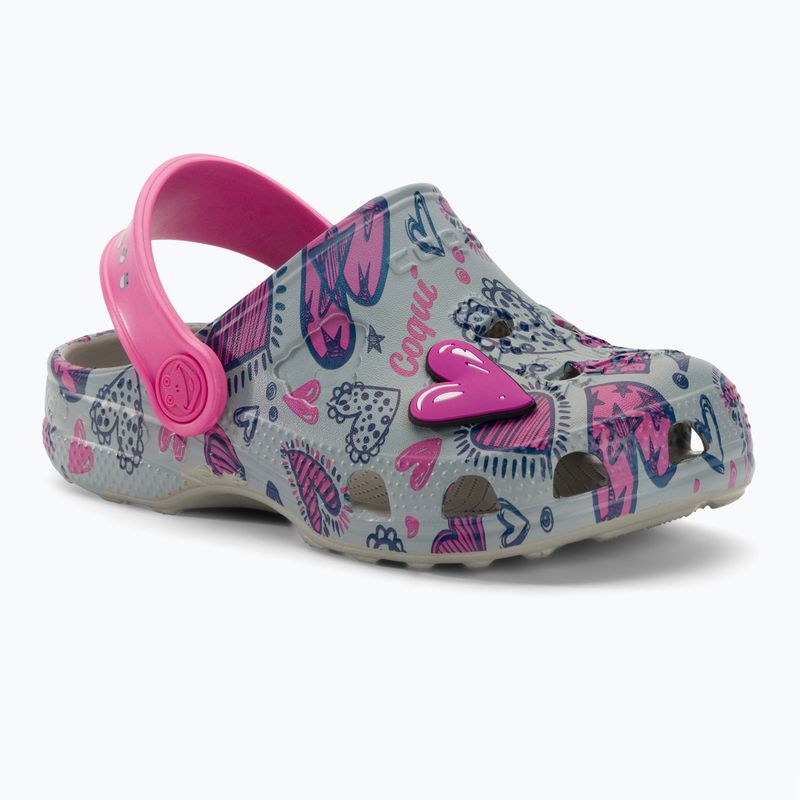 Coqui Little Frog mid.grey/fuchsia love/amulet children's sandals 2