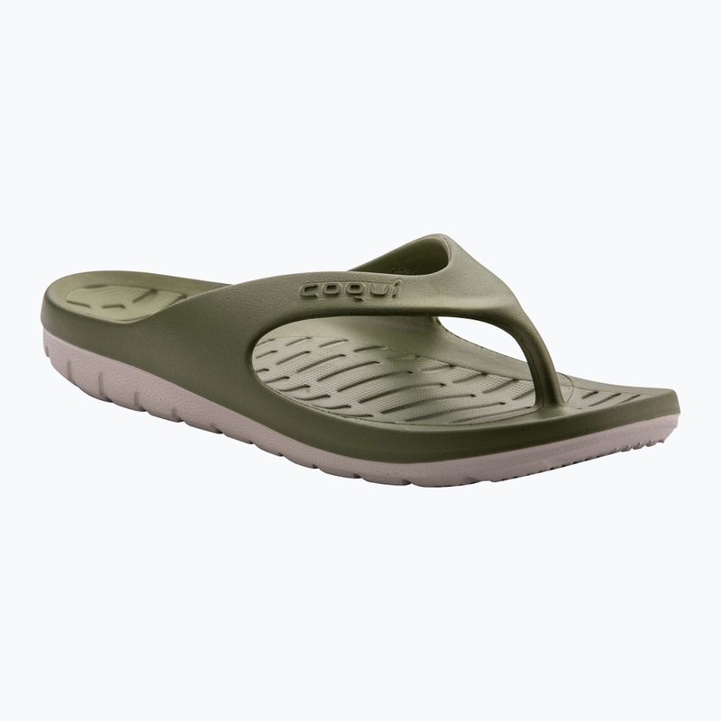 Men's Coqui Zucco dark army green/stone flip flops 7