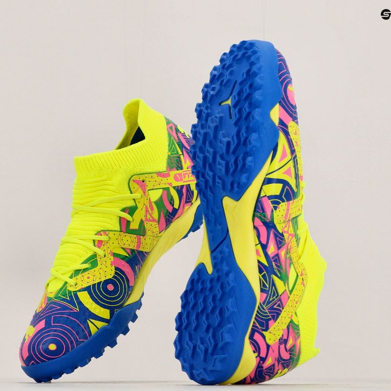 PUMA Future Match Energy TT + Mid Jr children's football boots ultra blue/yellow alert/luminous pink 17