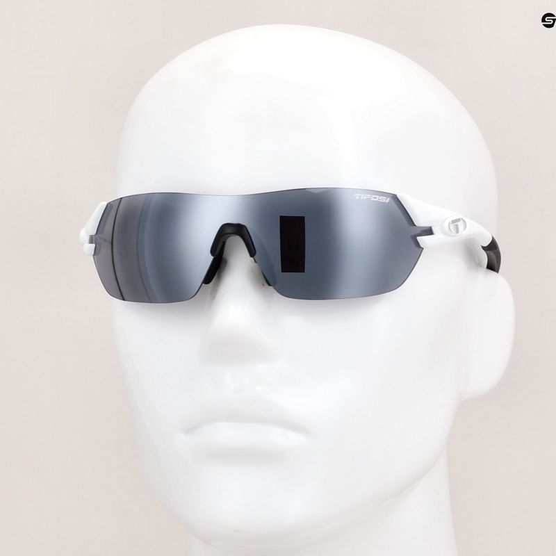 Tifosi Slice matte white/smoke/ac red/clear cycling glasses 8