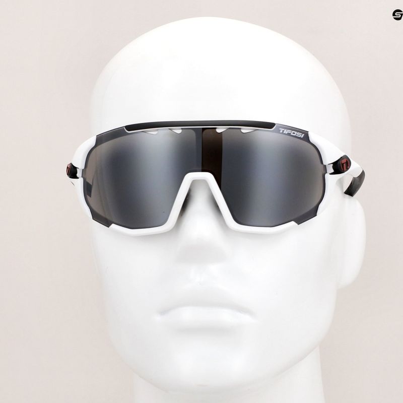 Tifosi Sledge matte white/smoke/ac red/clear cycling glasses 9