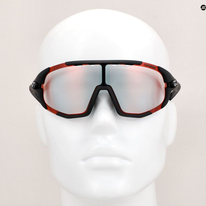 Tifosi Sledge Fototec matte black/clarion red photochromic cycling glasses 9