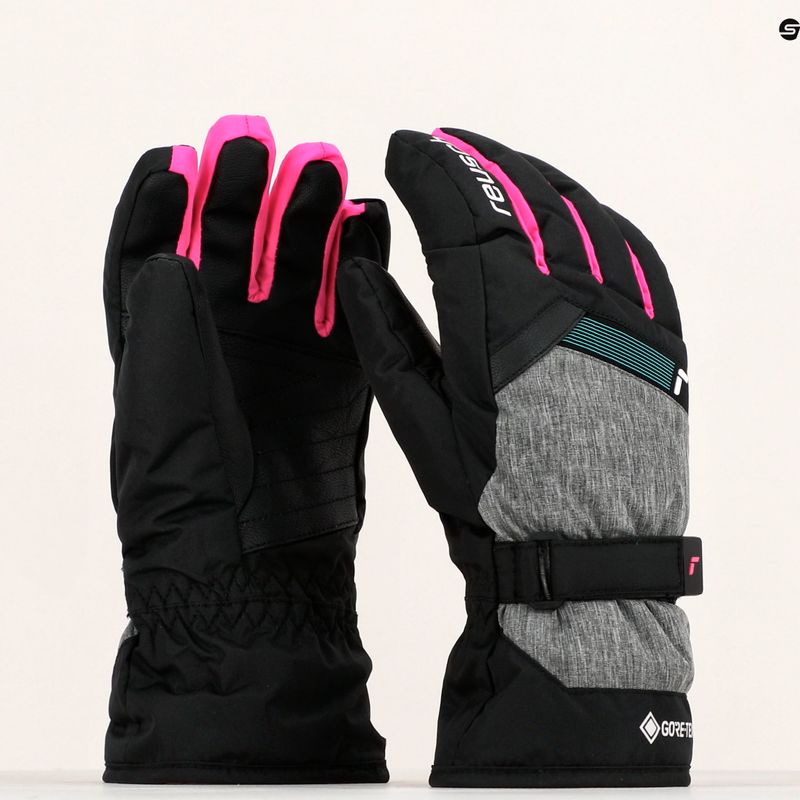Reusch Flash Gore-Tex children's ski gloves black/black melange/pink glo 7