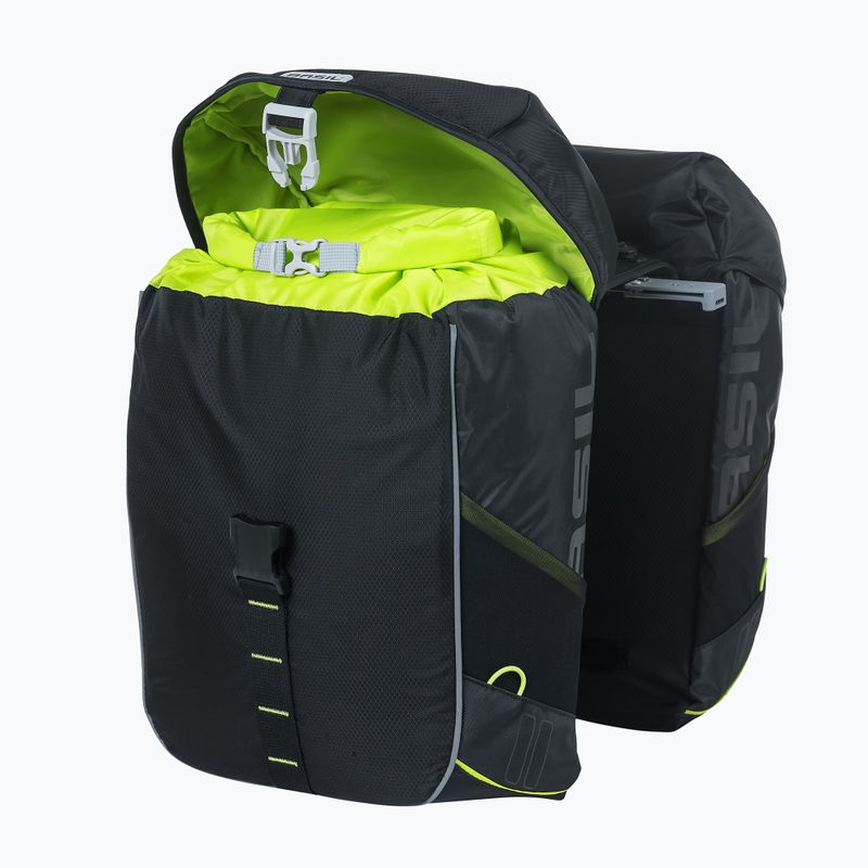 Basil Miles Double Bag 32 l black/lime bicycle pannier 2